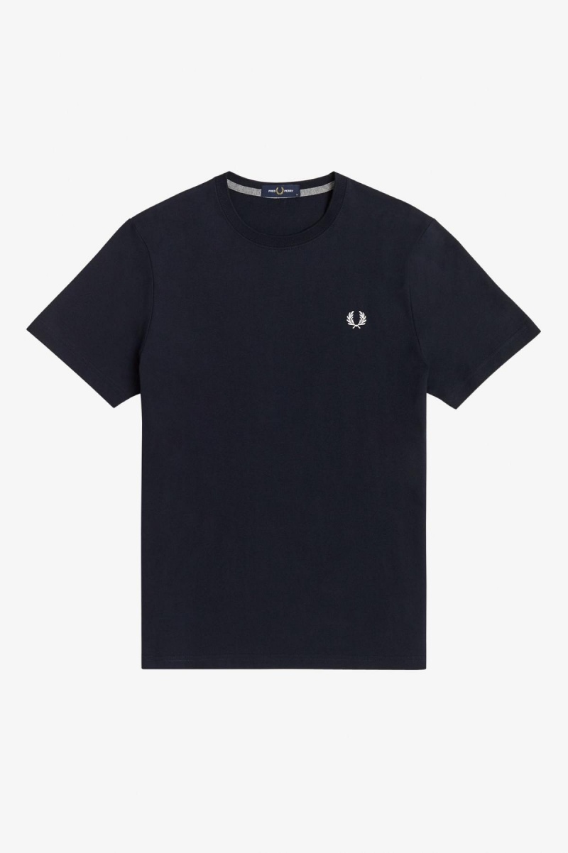 Camiseta Fred Perry Crew Neck Hombre Azul Marino | MXXMI10441