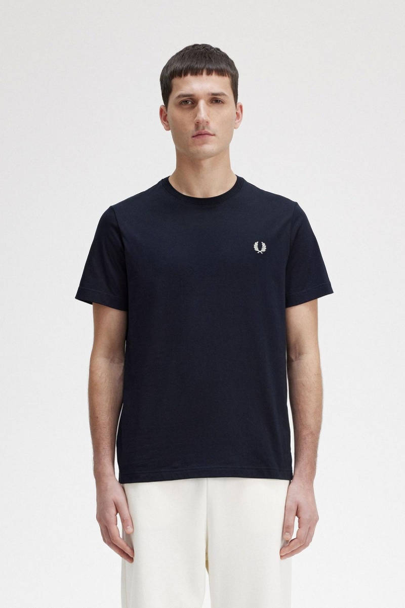 Camiseta Fred Perry Crew Neck Hombre Azul Marino | MXXMI10441