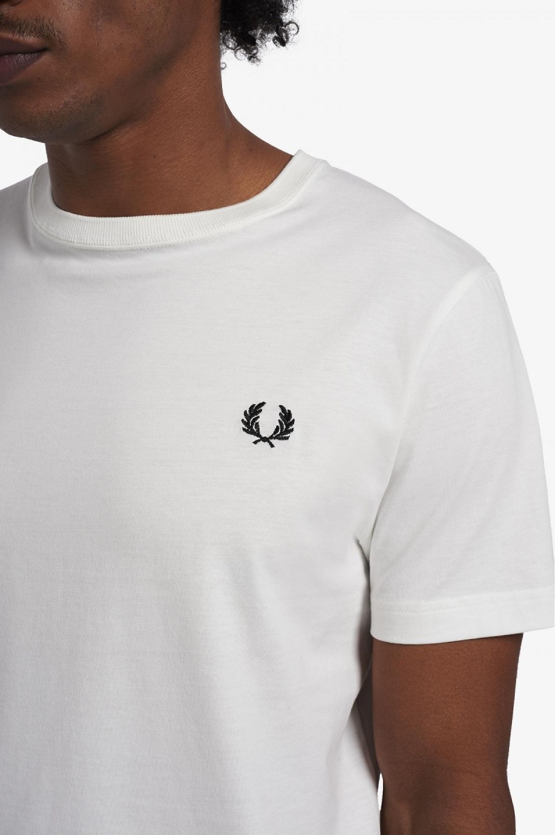 Camiseta Fred Perry Crew Neck Hombre Blancos | MXEGJ69747