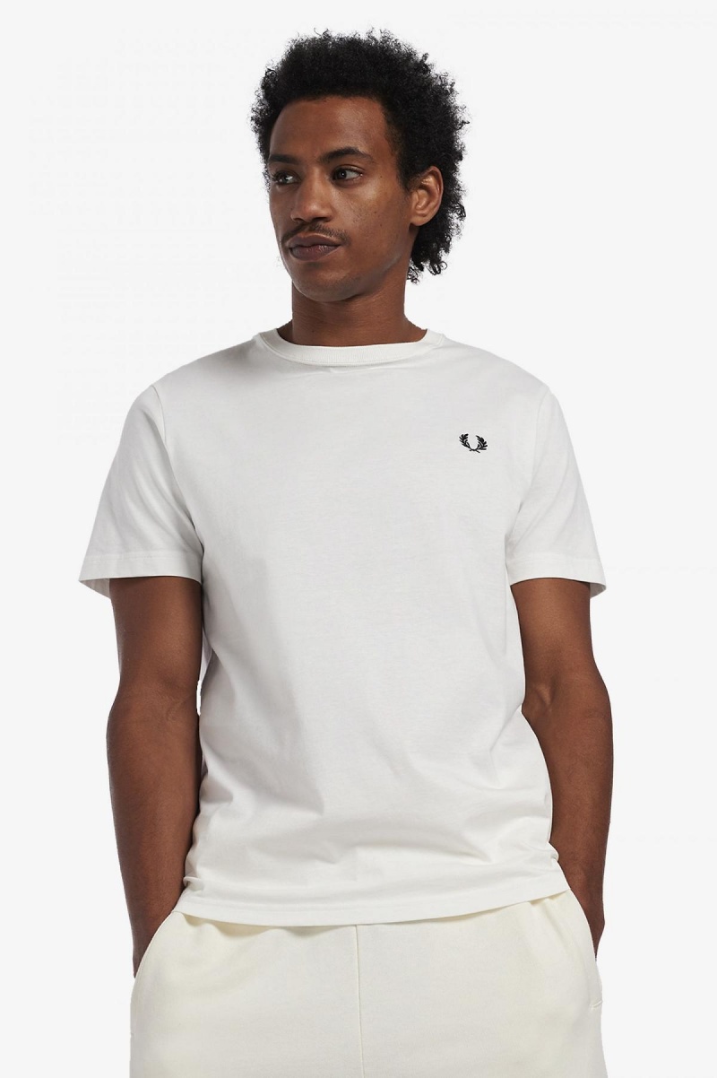 Camiseta Fred Perry Crew Neck Hombre Blancos | MXEGJ69747