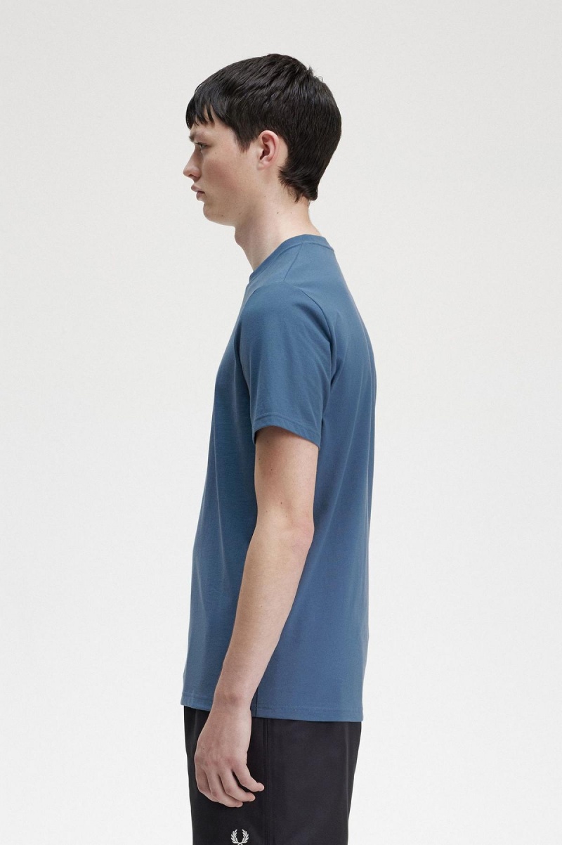 Camiseta Fred Perry Embroidered Hombre Azules | XMXBH29600