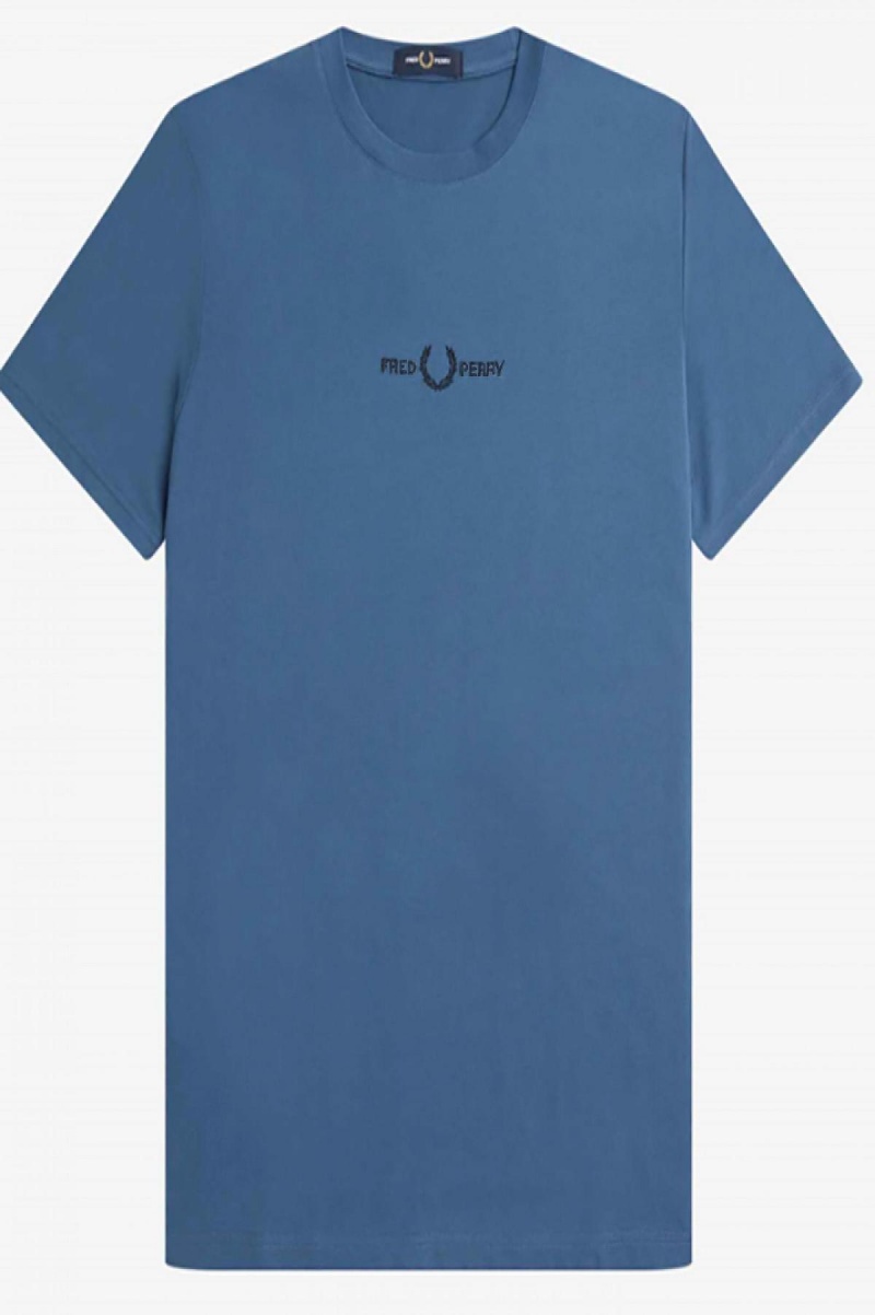 Camiseta Fred Perry Embroidered Hombre Azules | XMXBH29600