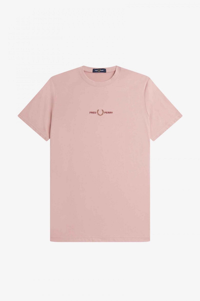 Camiseta Fred Perry Embroidered Hombre Rosas Rosas | AMXWC40187