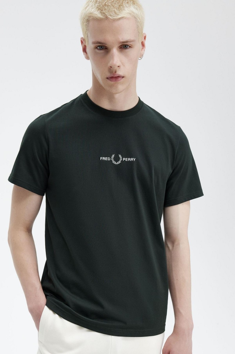 Camiseta Fred Perry Embroidered Hombre Verdes | DMXVO45465