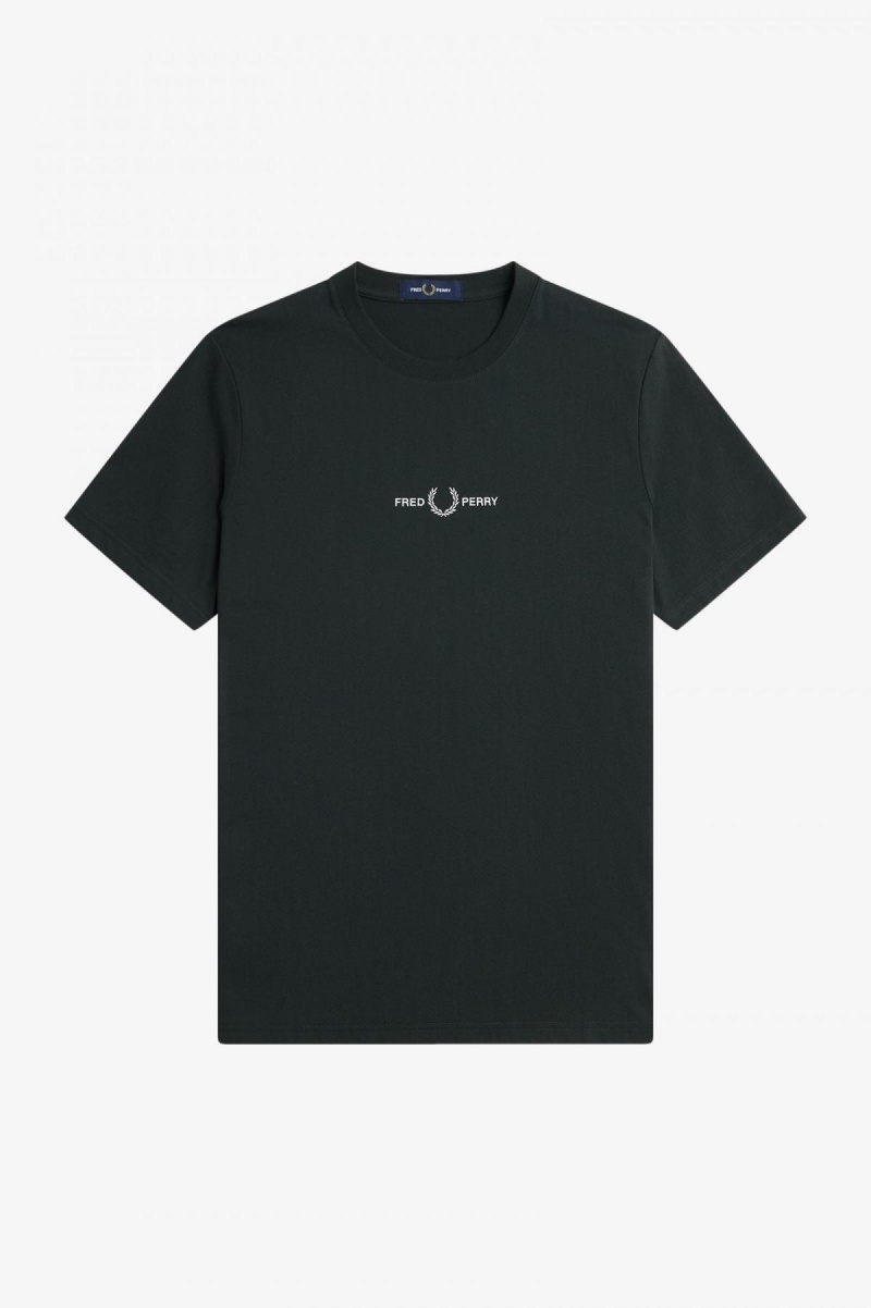 Camiseta Fred Perry Embroidered Hombre Verdes | DMXVO45465