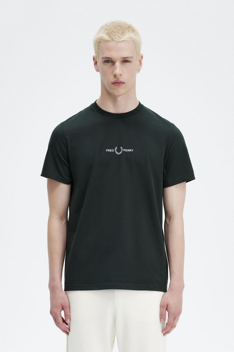 Camiseta Fred Perry Embroidered Hombre Verdes | DMXVO45465