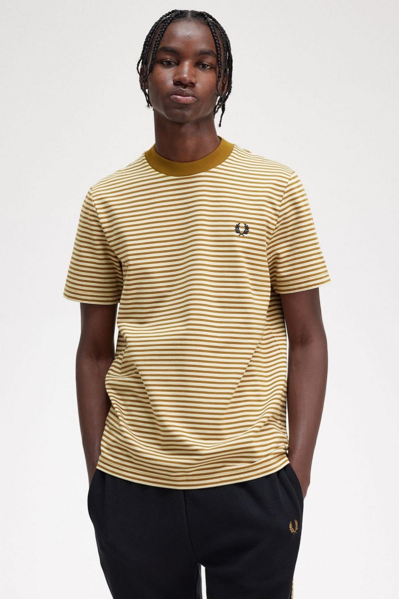 Camiseta Fred Perry Fine Stripe Heavyweight Hombre Azules | MXJBT28963