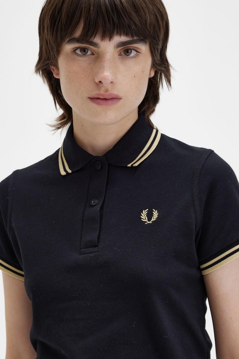 Camiseta Fred Perry G12 Mujer Negros | TMXWZ31794