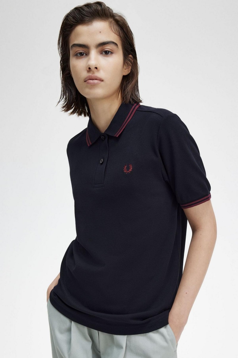 Camiseta Fred Perry G3600 Mujer Azul Marino | MXCVG92965