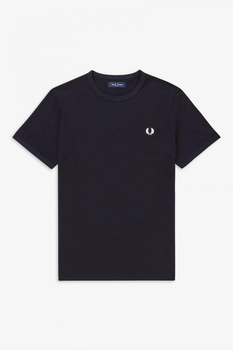 Camiseta Fred Perry Ringer Hombre Azul Marino | MXICD37074