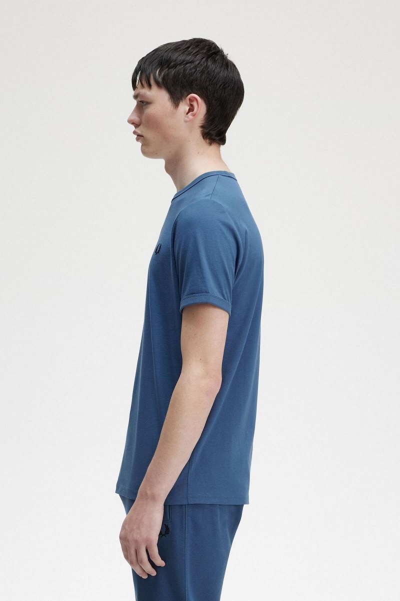 Camiseta Fred Perry Ringer Hombre Azules | MXEGJ71399