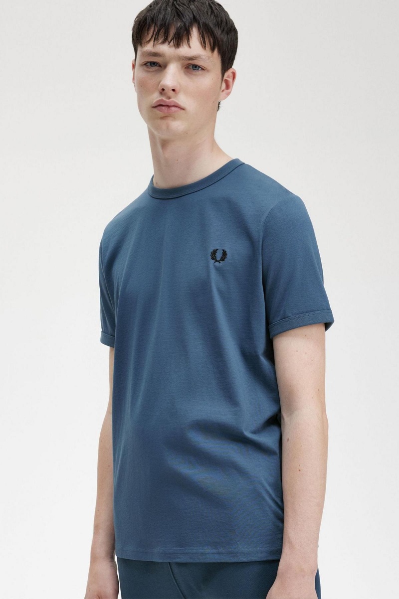 Camiseta Fred Perry Ringer Hombre Azules | MXEGJ71399