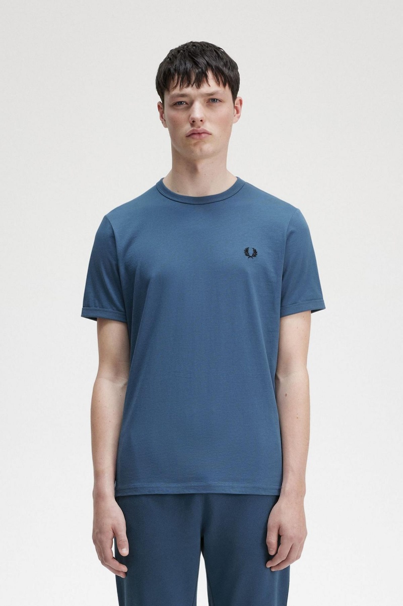 Camiseta Fred Perry Ringer Hombre Azules | MXEGJ71399