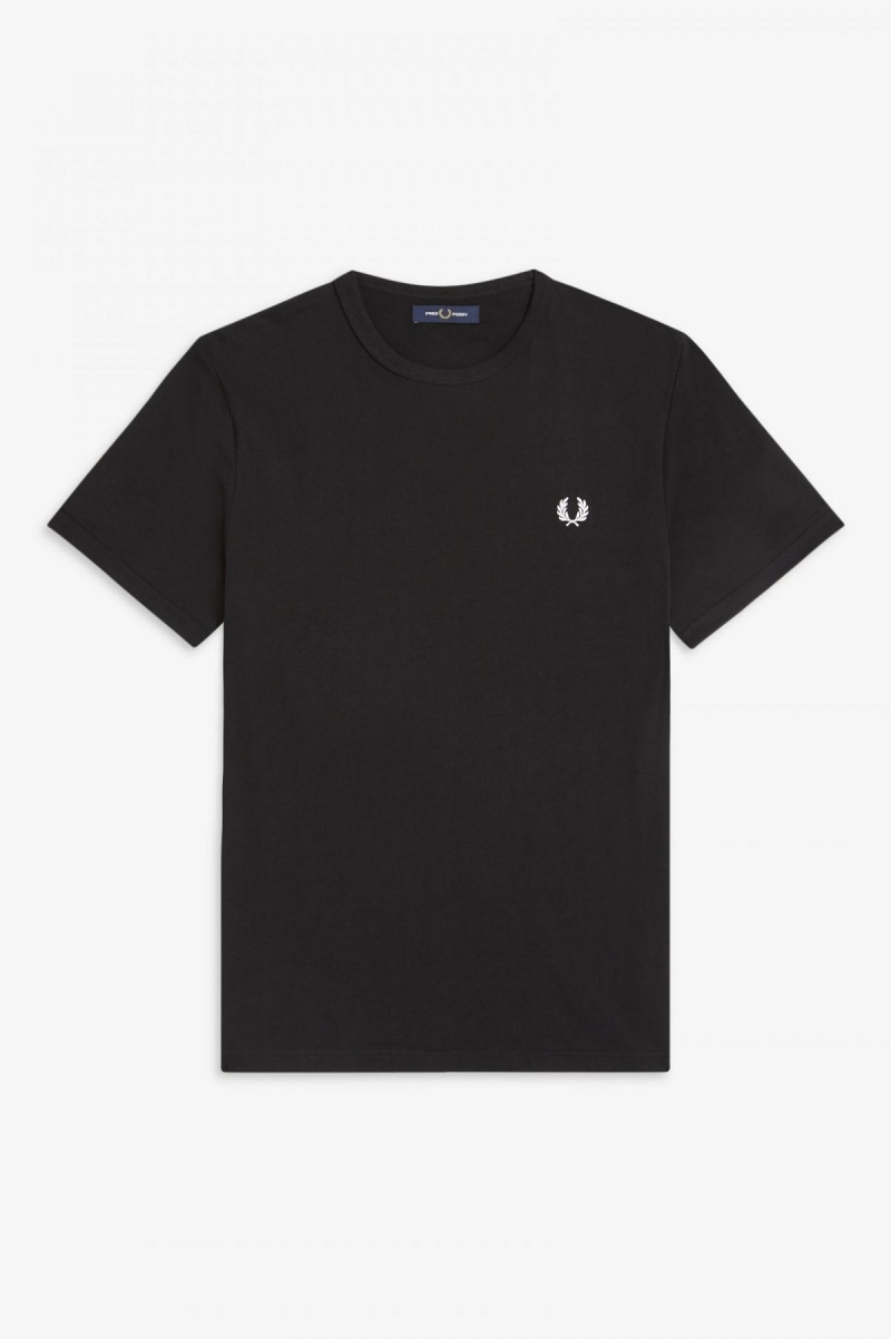 Camiseta Fred Perry Ringer Hombre Negros | SMXNY75562