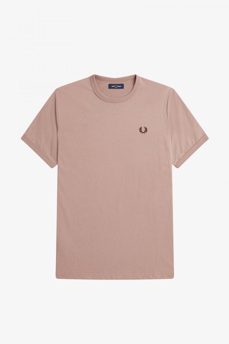 Camiseta Fred Perry Ringer Hombre Rosas Oscuro | ZMXNQ95283