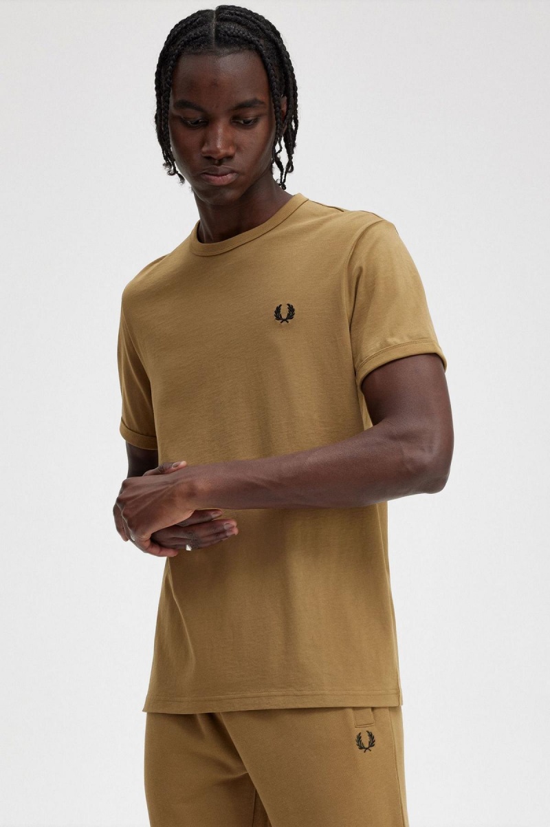 Camiseta Fred Perry Ringer Hombre Shaded Stone | MXQAV75377