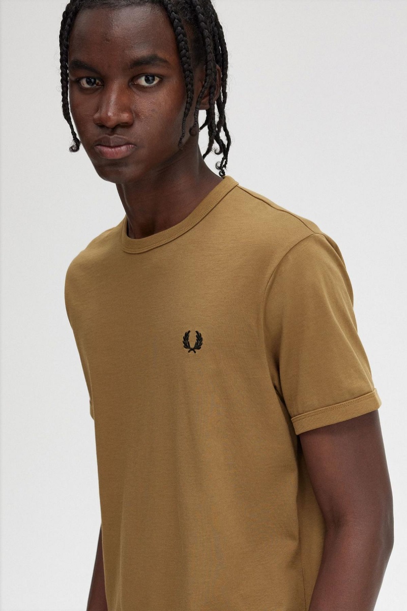 Camiseta Fred Perry Ringer Hombre Shaded Stone | MXQAV75377