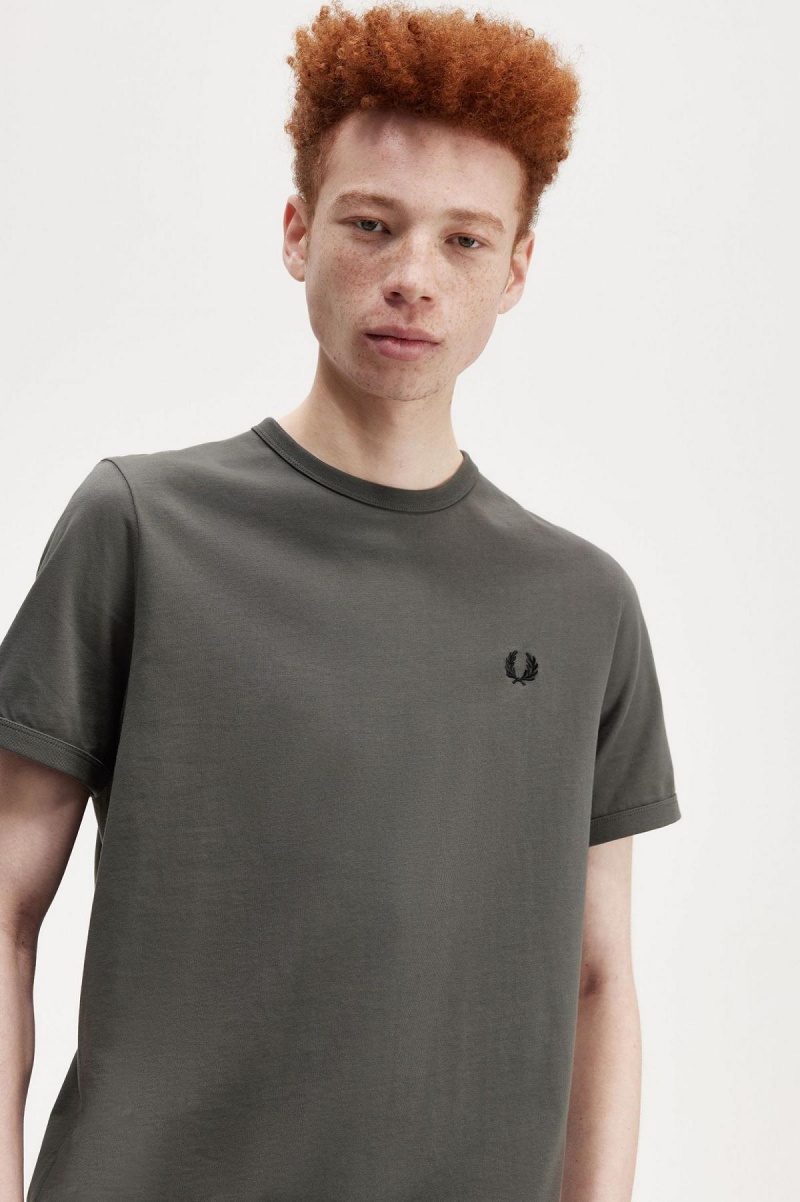 Camiseta Fred Perry Ringer Hombre Verdes | MXNZX95221