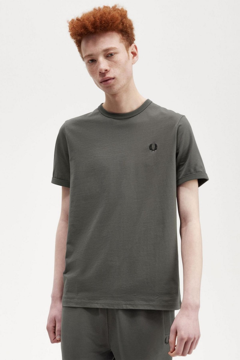 Camiseta Fred Perry Ringer Hombre Verdes | MXNZX95221