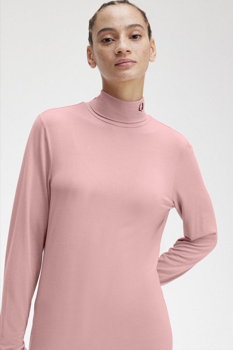 Camiseta Fred Perry Roll Neck Top Mujer Rosas Rosas | QMXUV24628