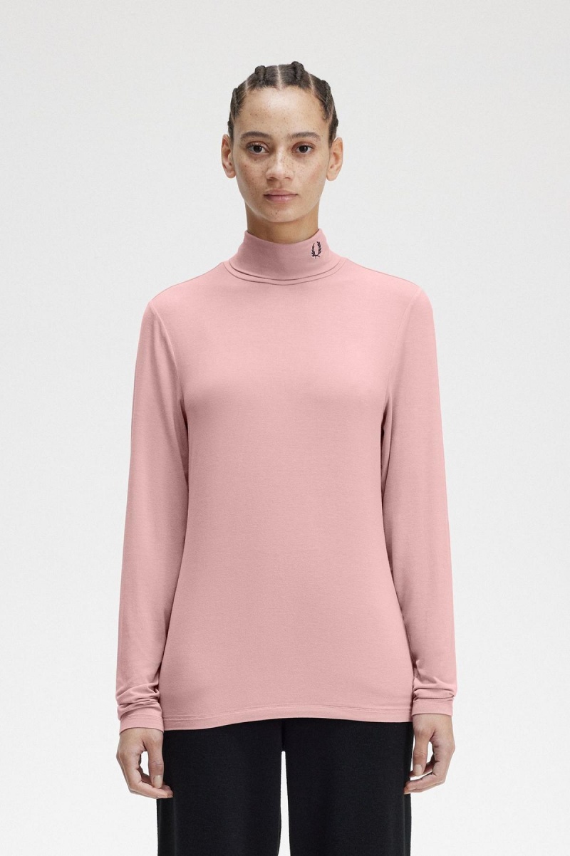 Camiseta Fred Perry Roll Neck Top Mujer Rosas Rosas | QMXUV24628