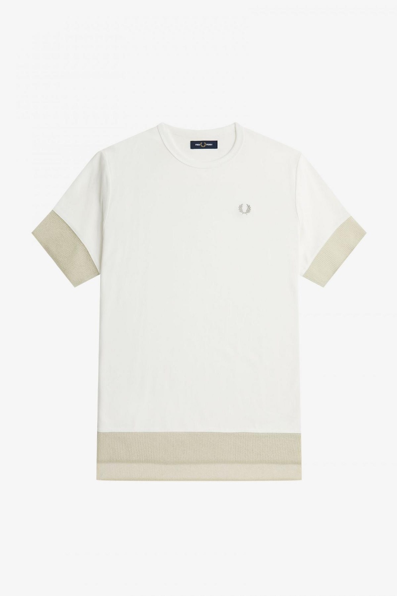 Camiseta Fred Perry Sheer Trim Piqué Mujer Blancos | MXEGJ71735