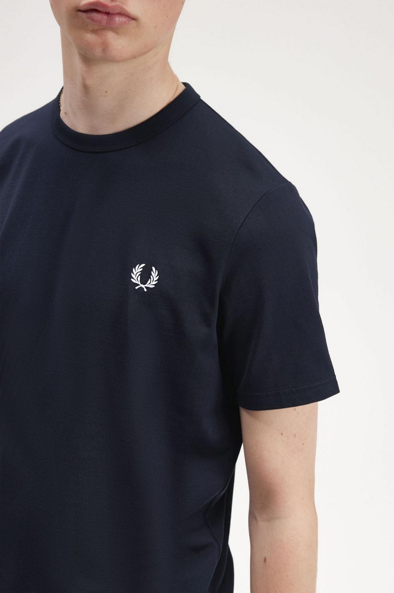 Camiseta Fred Perry Tape Detail Hombre Azul Marino | MXJKU95281