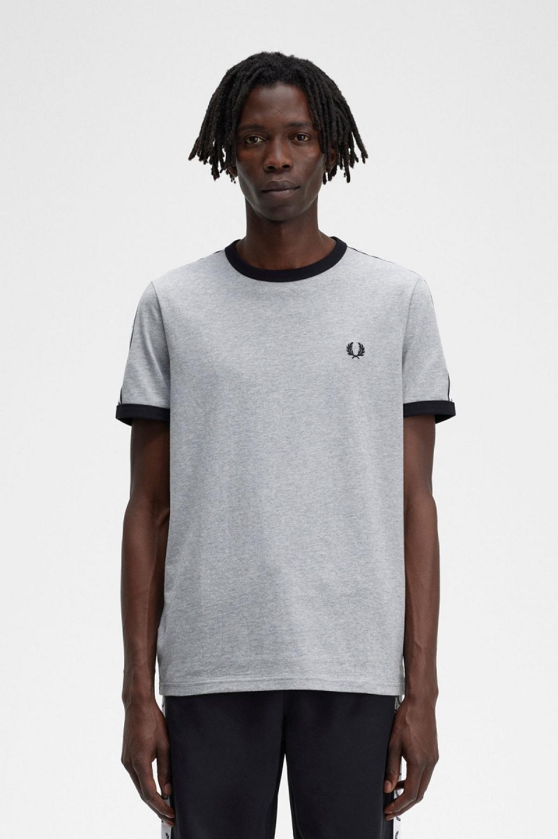 Camiseta Fred Perry Taped Ringer Hombre Steel Marl | QMXUV94369