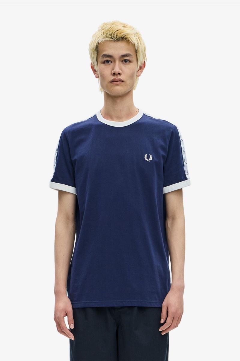 Camiseta Fred Perry Taped Ringer Hombre Azules | MXJZR43773