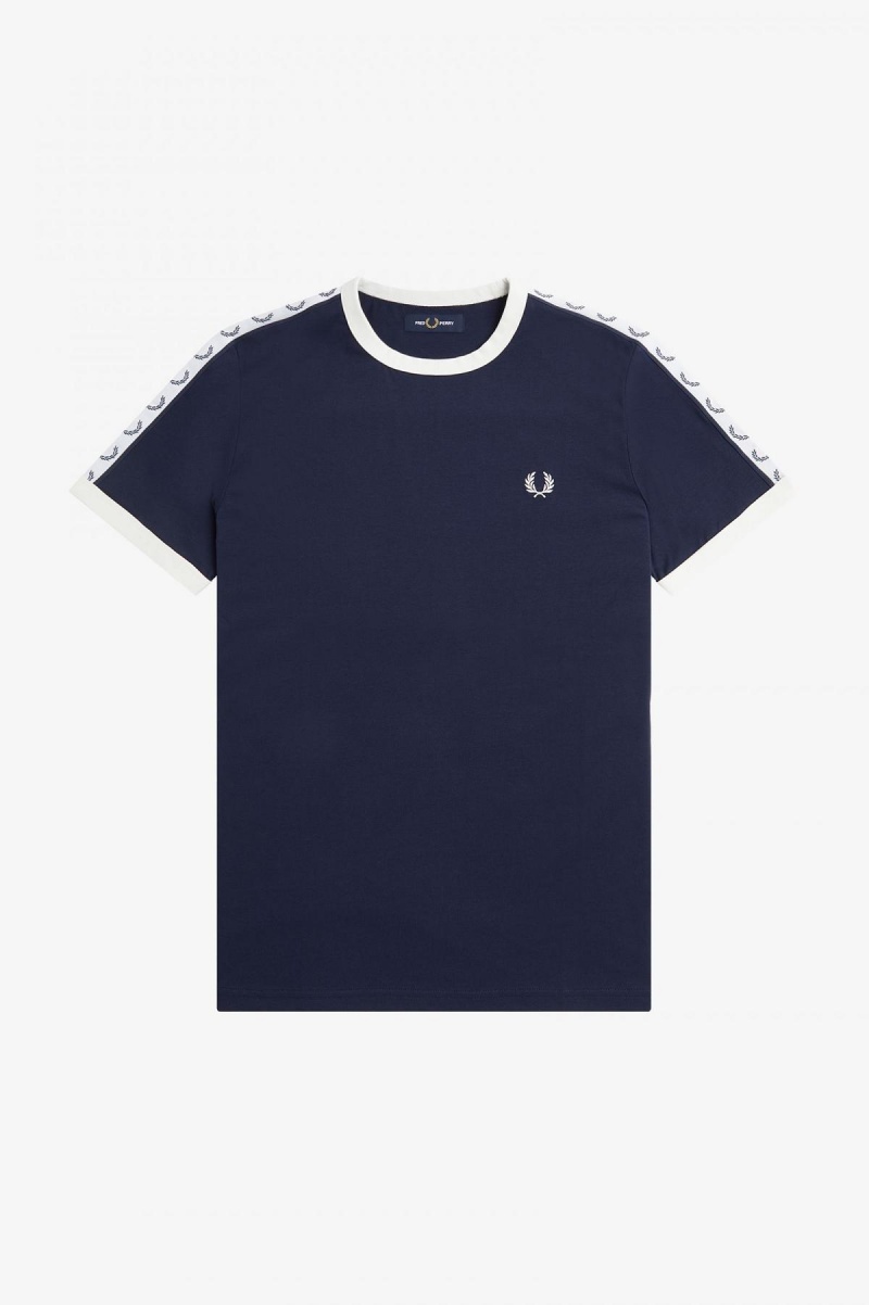 Camiseta Fred Perry Taped Ringer Hombre Azules | MXJZR43773