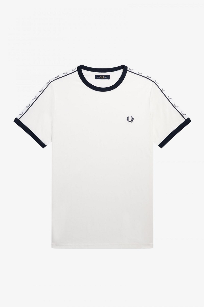 Camiseta Fred Perry Taped Ringer Hombre Blancos | MMXHR75711