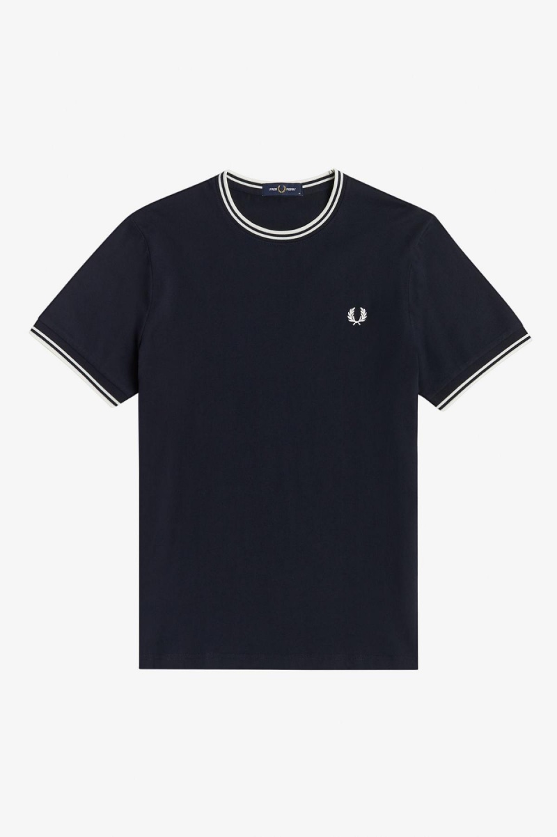 Camiseta Fred Perry Twin Tipped Hombre Azul Marino | GMXUC25234