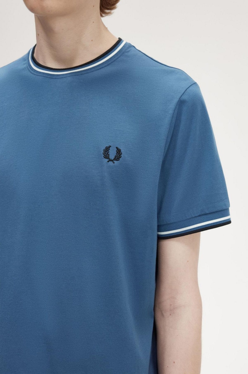 Camiseta Fred Perry Twin Tipped Hombre Azules | MXJKU40874