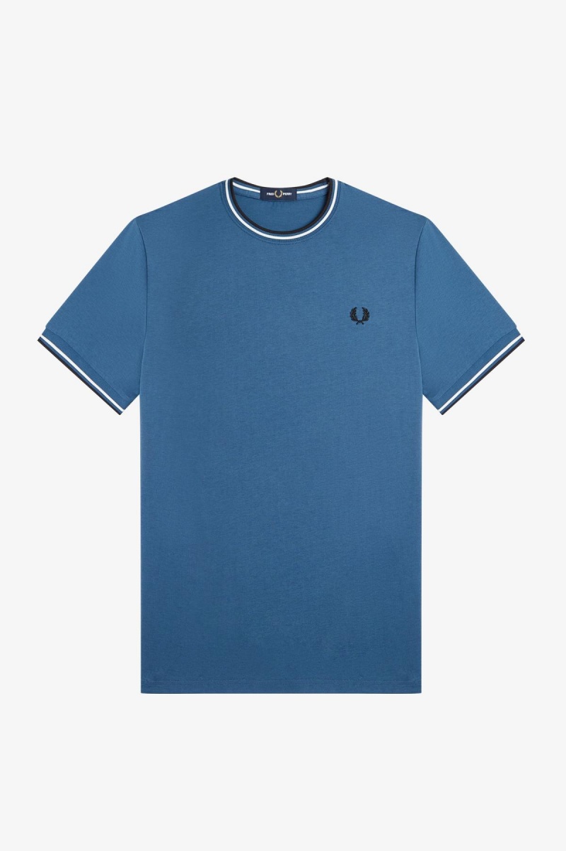 Camiseta Fred Perry Twin Tipped Hombre Azules | MXJKU40874