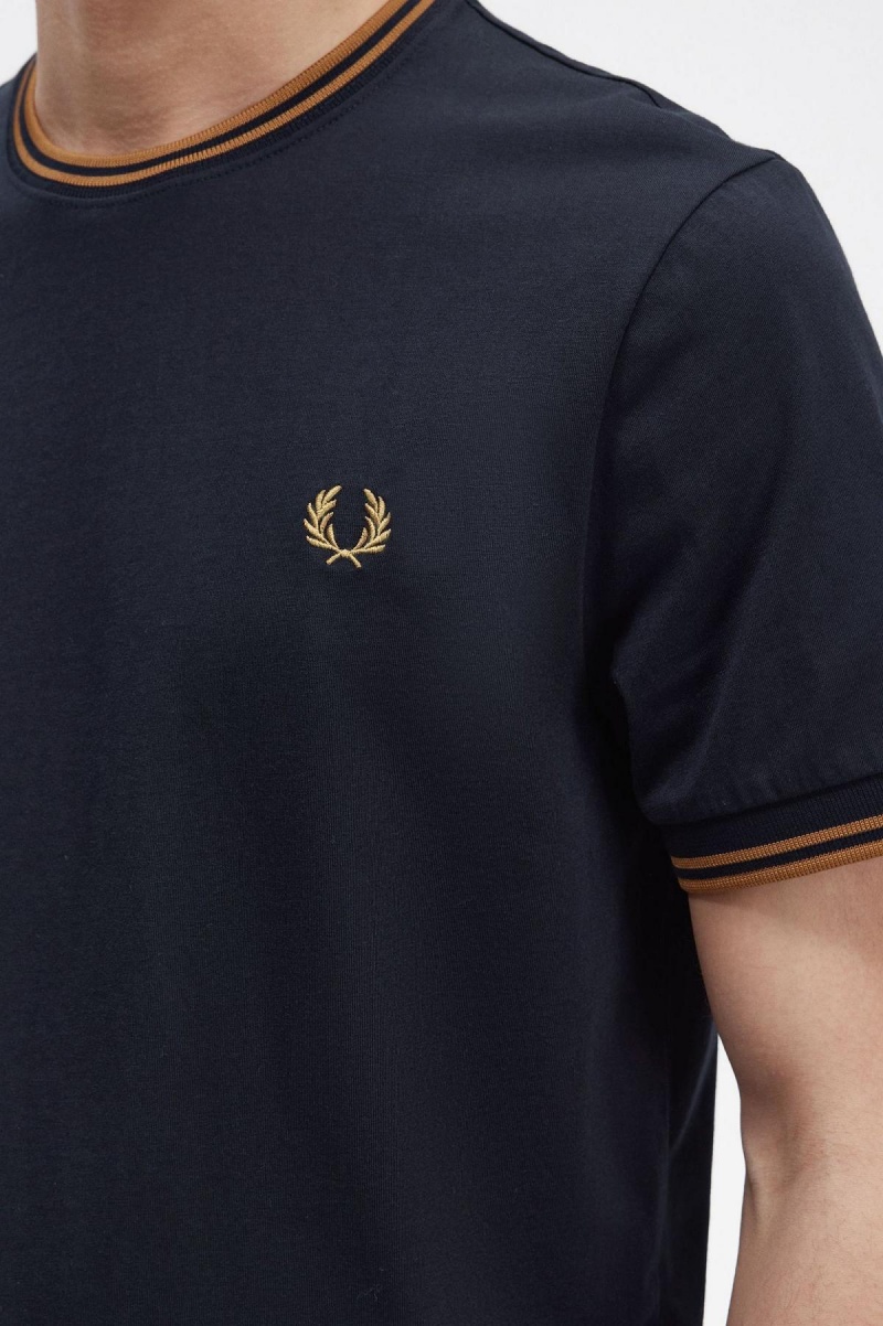 Camiseta Fred Perry Twin Tipped Hombre Azul Marino Azules | DMXKV67491