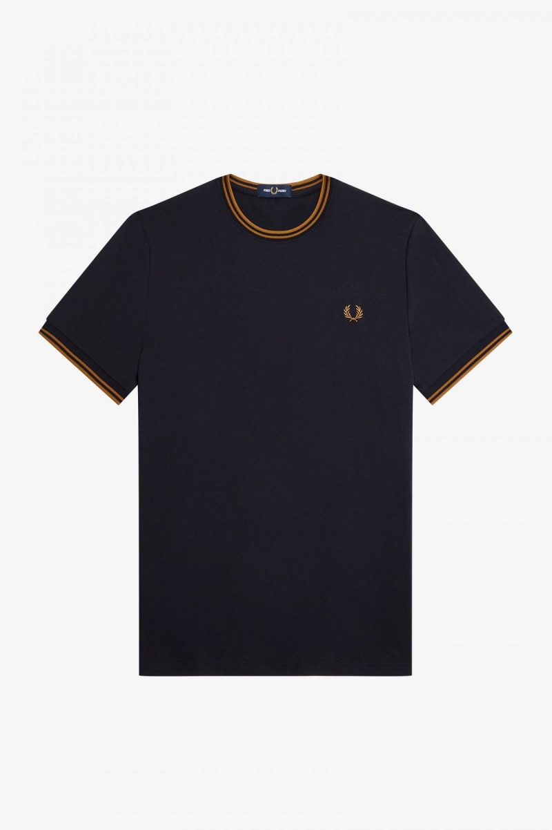 Camiseta Fred Perry Twin Tipped Hombre Azul Marino Azules | DMXKV67491