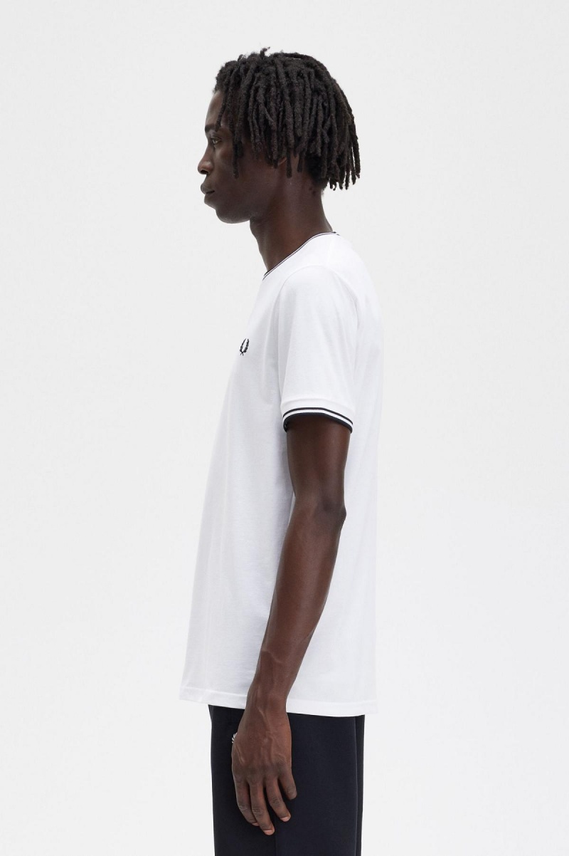 Camiseta Fred Perry Twin Tipped Hombre Blancos | MMXFT94204