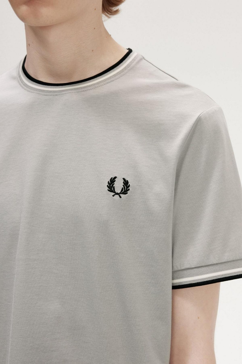 Camiseta Fred Perry Twin Tipped Hombre Limestone | AMXWC61319