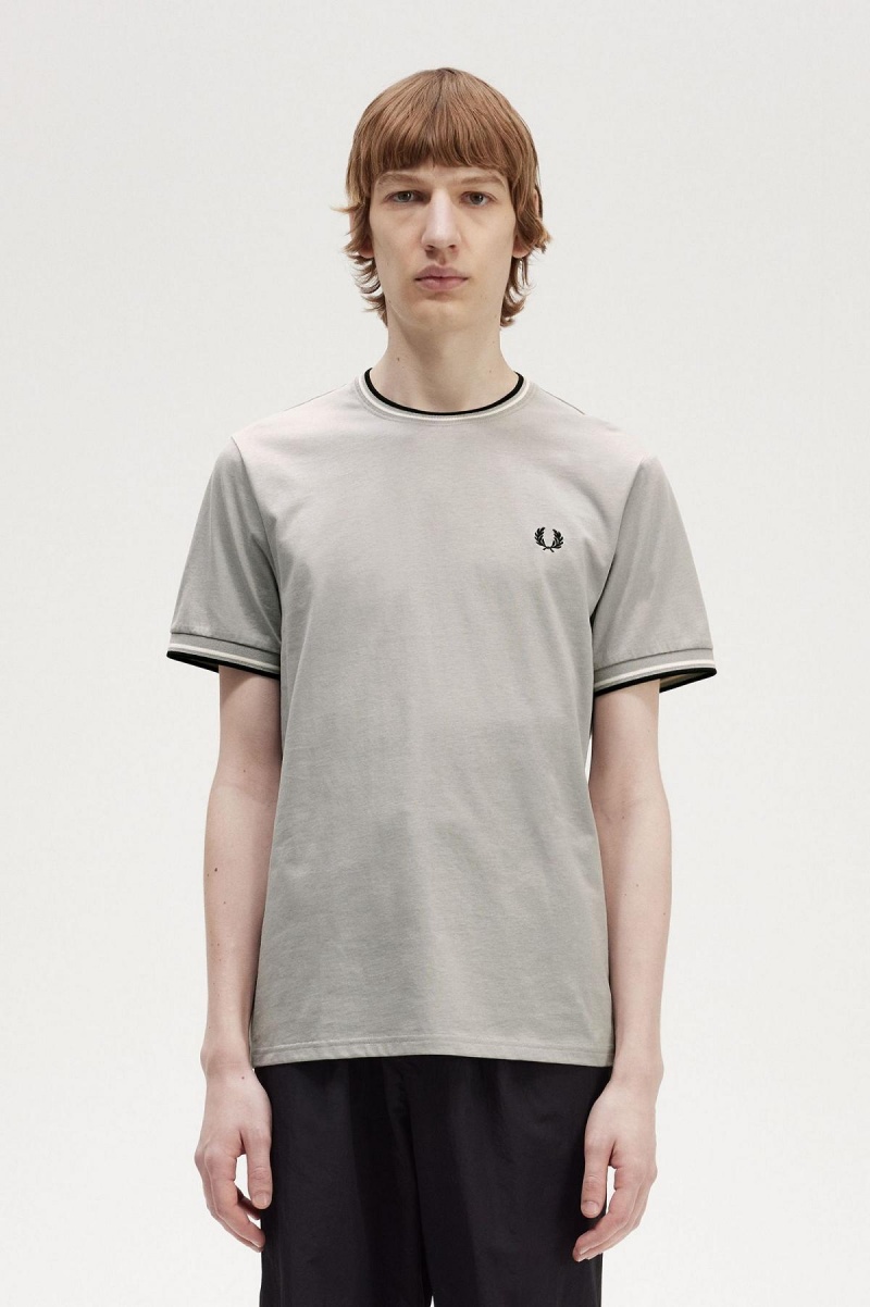 Camiseta Fred Perry Twin Tipped Hombre Limestone | AMXWC61319