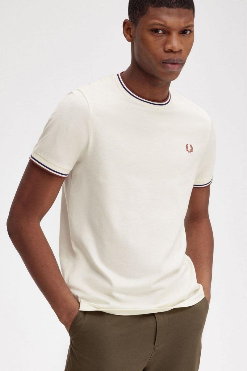 Camiseta Fred Perry Twin Tipped Hombre Marrom | MMXFT52879