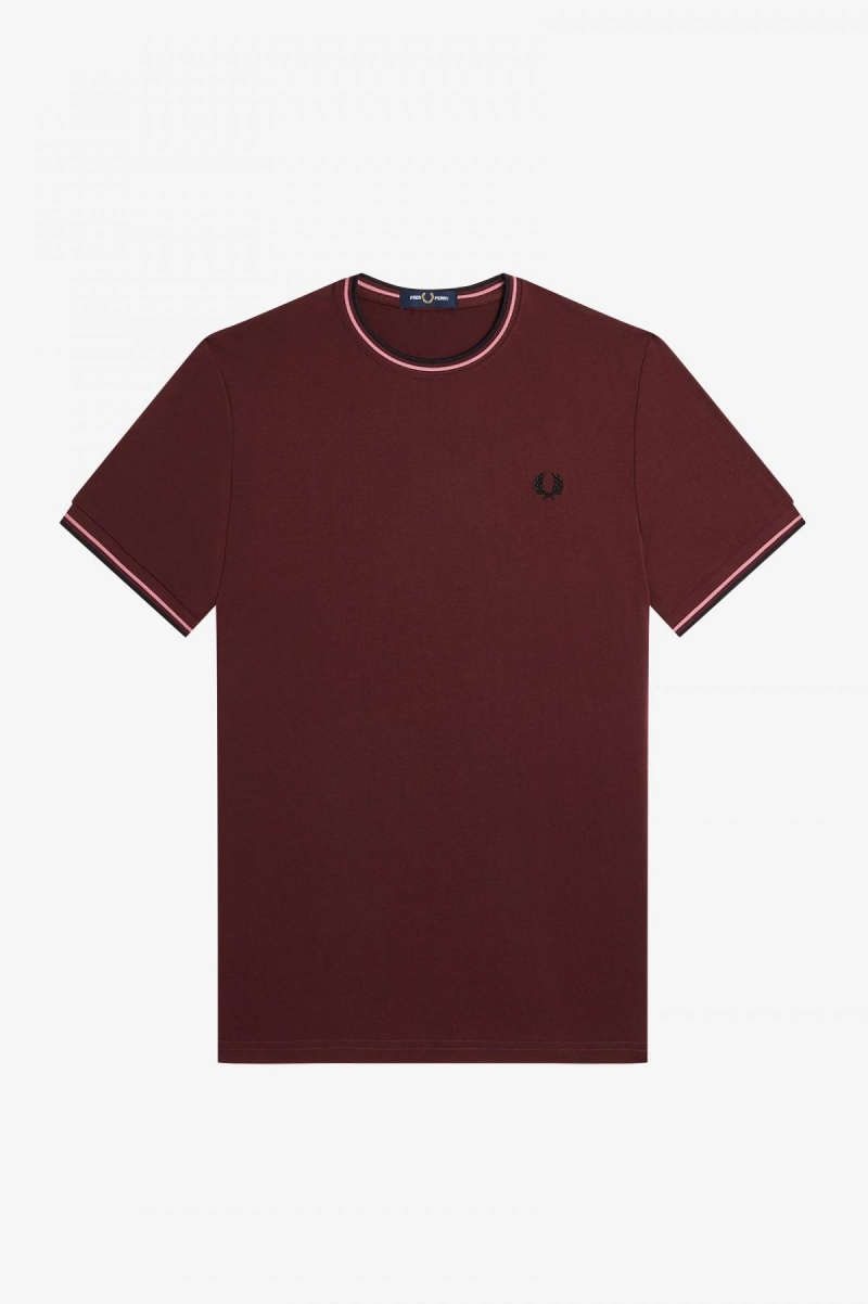 Camiseta Fred Perry Twin Tipped Hombre Oxblood | XMXBH74492