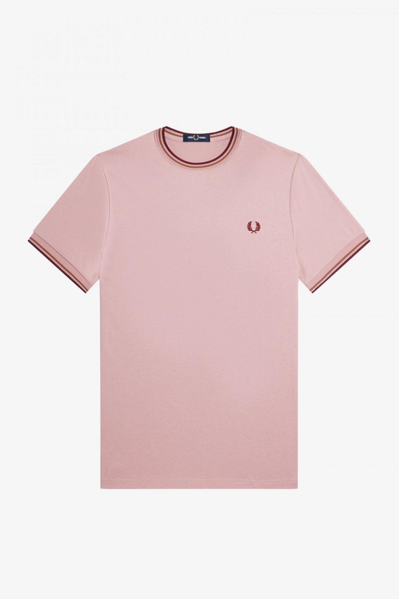 Camiseta Fred Perry Twin Tipped Hombre Rosas Rosas | BMXSO21455