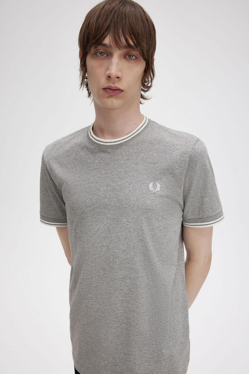 Camiseta Fred Perry Twin Tipped Hombre Steel Marl | DMXVO32394