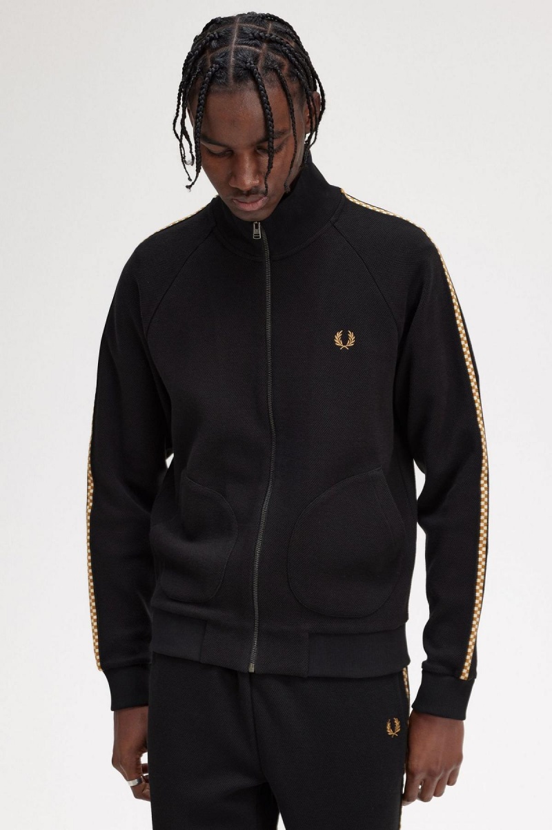 Chandals Fred Perry Chequerboard Tape Jacket Hombre Negros | MXDFL10342