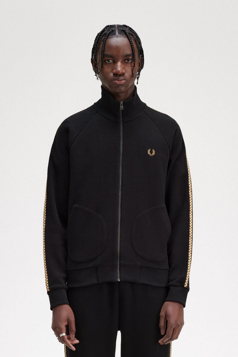 Chandals Fred Perry Chequerboard Tape Jacket Hombre Negros | MXDFL10342