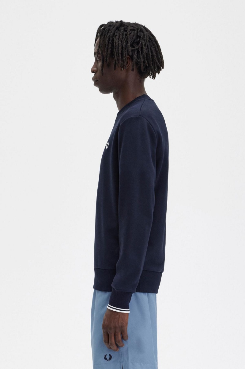 Chandals Fred Perry Crew Neck Sweatshirt Hombre Azul Marino | EMXVG13129