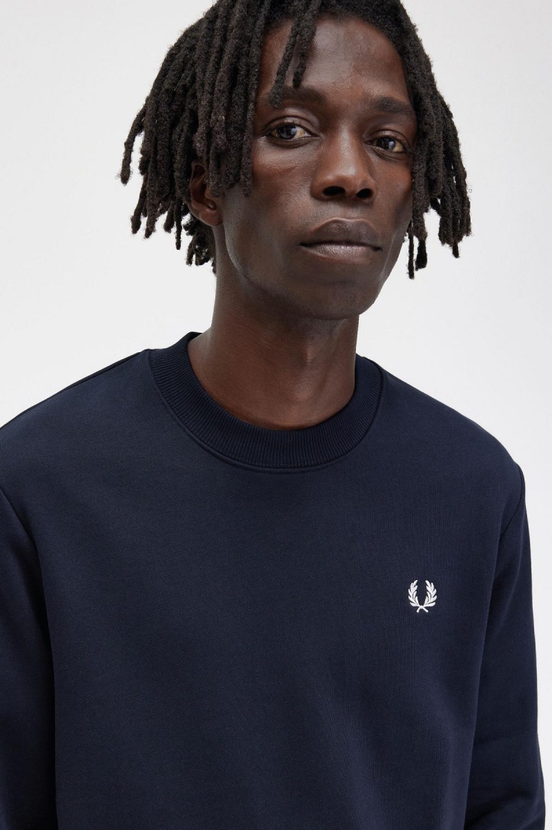 Chandals Fred Perry Crew Neck Sweatshirt Hombre Azul Marino | EMXVG13129