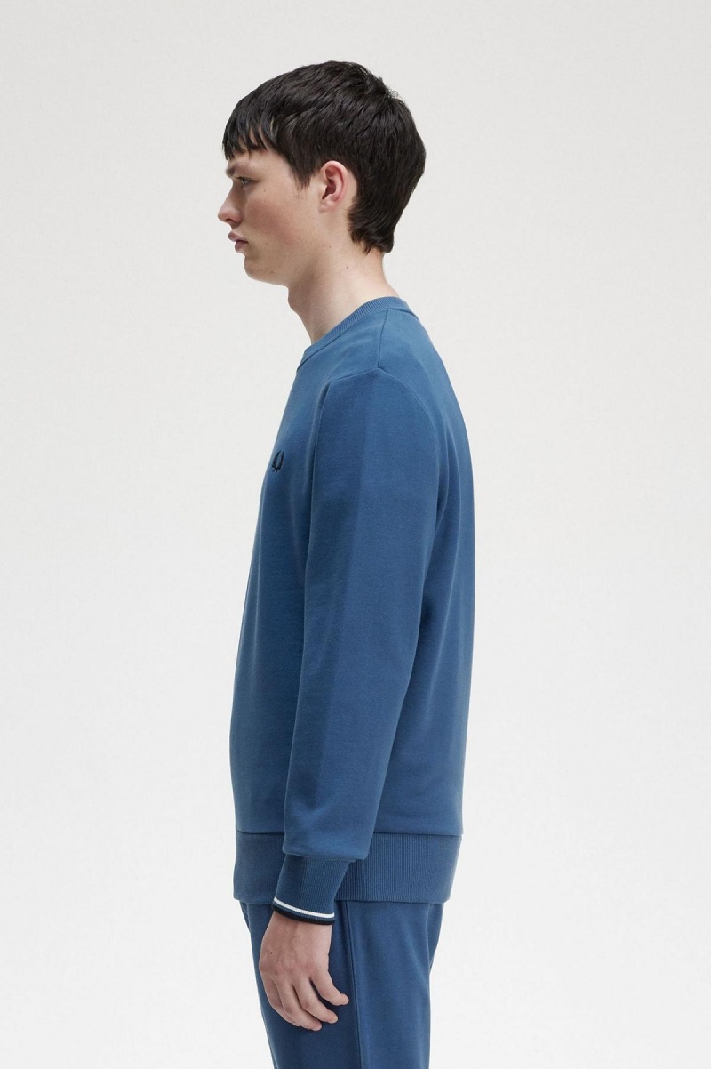 Chandals Fred Perry Crew Neck Sweatshirt Hombre Azules | SMXNY62612