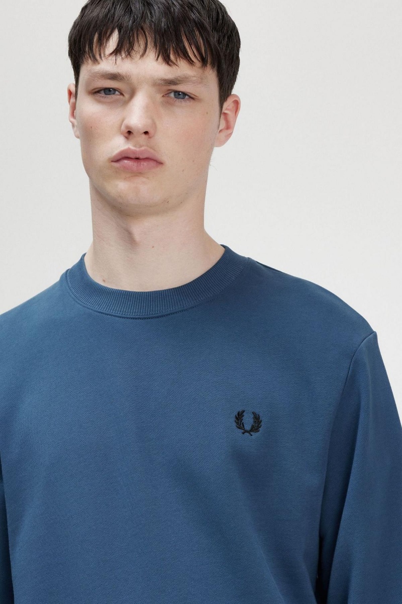 Chandals Fred Perry Crew Neck Sweatshirt Hombre Azules | SMXNY62612