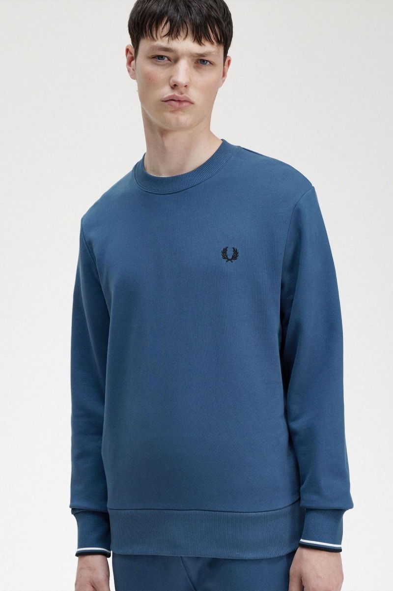 Chandals Fred Perry Crew Neck Sweatshirt Hombre Azules | SMXNY62612